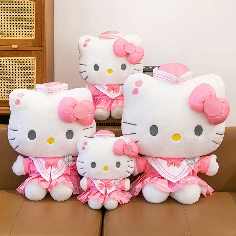 Novo Brinquedo de Pelúcia Kawaii Sanrio KT Cat, Boneca de Pelúcia Hello Kitty, Presentes de Aniversário para Crianças, Boneca Hello Kitty Fofa para Coleção