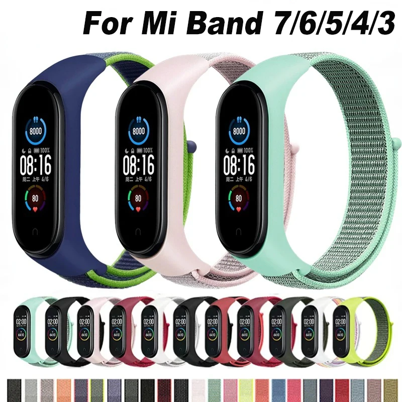 Nylon Loop Strap For Xiaomi Mi Band 7/6/5/4/3 Bracelet Wristband Correa Sports Miband 8 7 6 5 Watchband For Mi Band 6 5 4 Belt