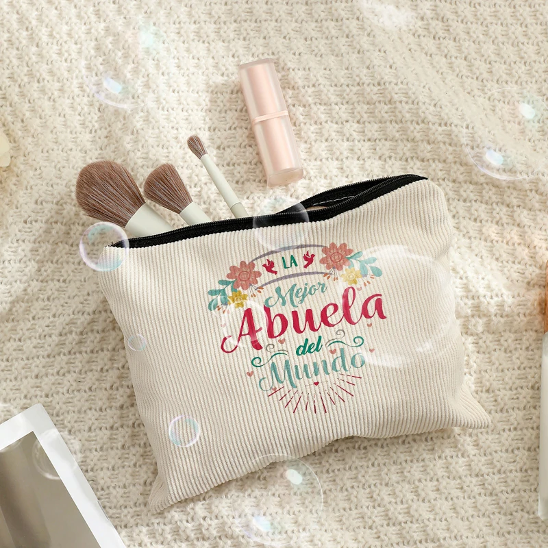I Love You Grandma World's Best Grandma Makeup Bag Spanish Mejor Abuela Cosmetic Pouch, Cosmetics Ideal Gift for Grandma Abula