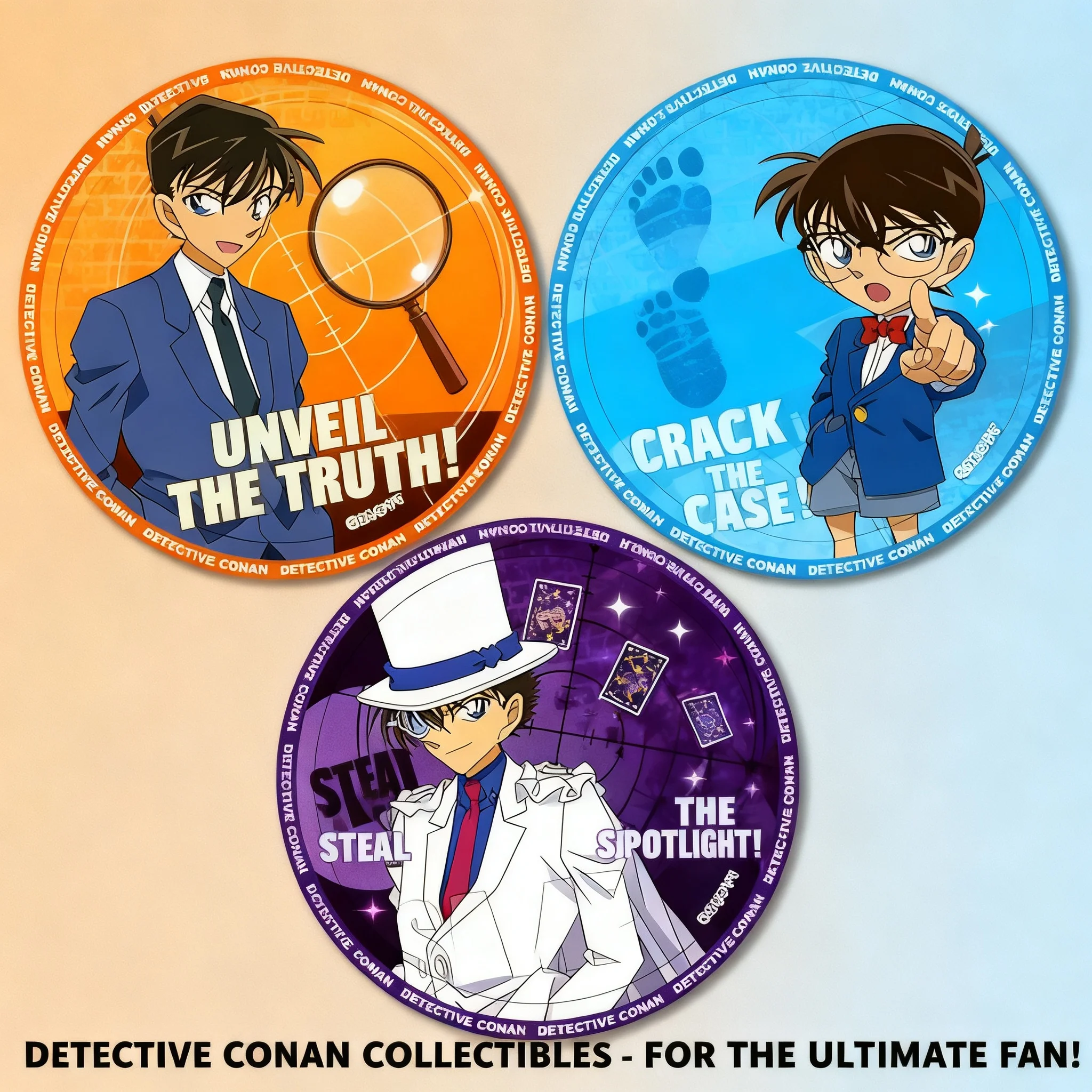 Pin de Anime Conan Badge Kaito Kid Kudo Shinichi con Base de Hierro, En Stock, Envío Rápido