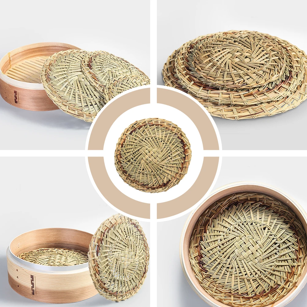 

Reusable Silicone Steamer Pads Non-Stick Heat Resistant Round Steaming Mats For Dim Sum Rice Cake With Straw Pads Kitchen