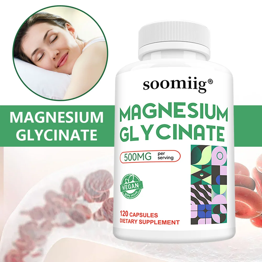 

Magnesium Glycinate Capsules - Support Muscle, Bone, Cardiovascular Health Mineral Supplement, Helps with Stress, Natural Sleep