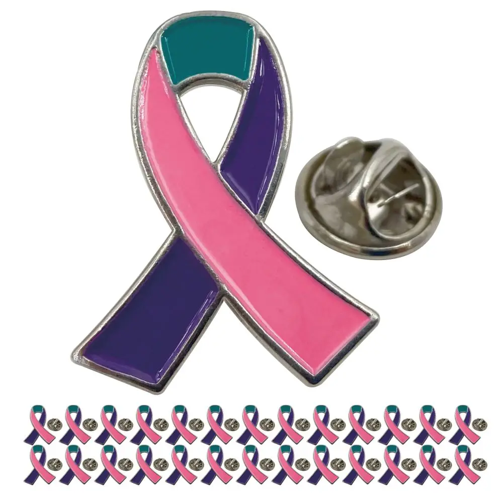 5/10/50/100 قطعة الوردي الأرجواني البط البري الشريط الوعي دبابيس سرطان الغدة الدرقية الوعي المينا التلبيب دبابيس #2