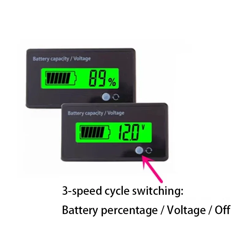 DC12V 24V 36V 48V 72V ตัวบ่งชี้ความจุ SOC % สําหรับแบตเตอรี่ลิเธียม/ไอออนและแบตเตอรี่ตะกั่วกรดดิจิตอลเปอร์เซ็นต์