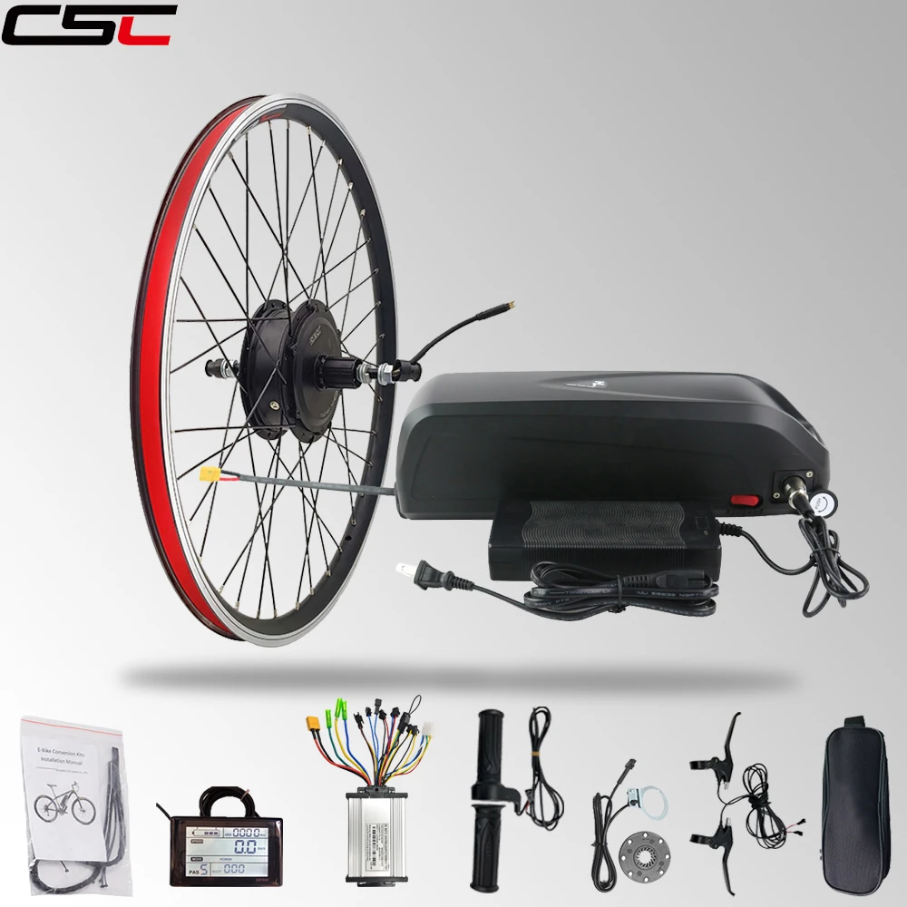 CSC محور العجلة المحرك 48 فولت 500 واط E الدراجة تحويل عدة مع بطارية 48 فولت 26 27.5 28 29 700C محرك خلفي دراجة كهربائية عدة #1