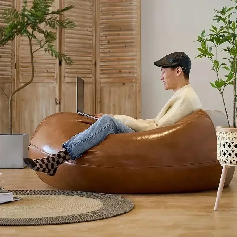 

Internet Celebrity New Lazy Sofa Reclining Sleeping Tatami Bean Bag Leather Chair Creative Balcony Bedroom Single Sofa