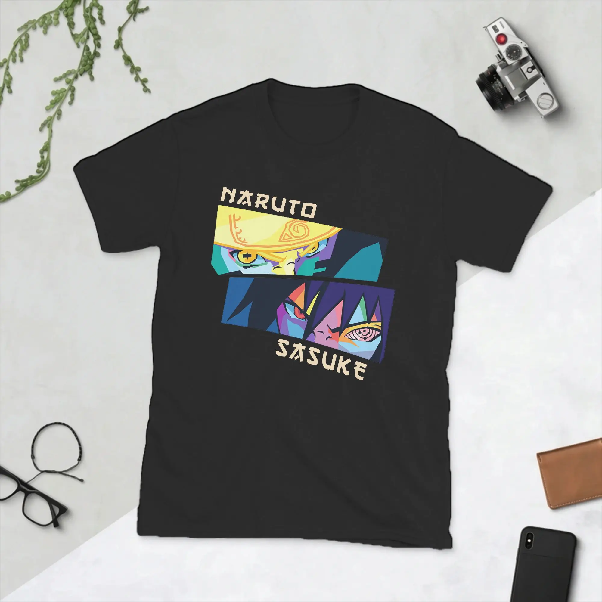 Men T-Shirts Naruto and Sasuke Awesome Pure Cotton Tees Short Sleeve Japan Anime T Shirt O Neck Clothes Printed