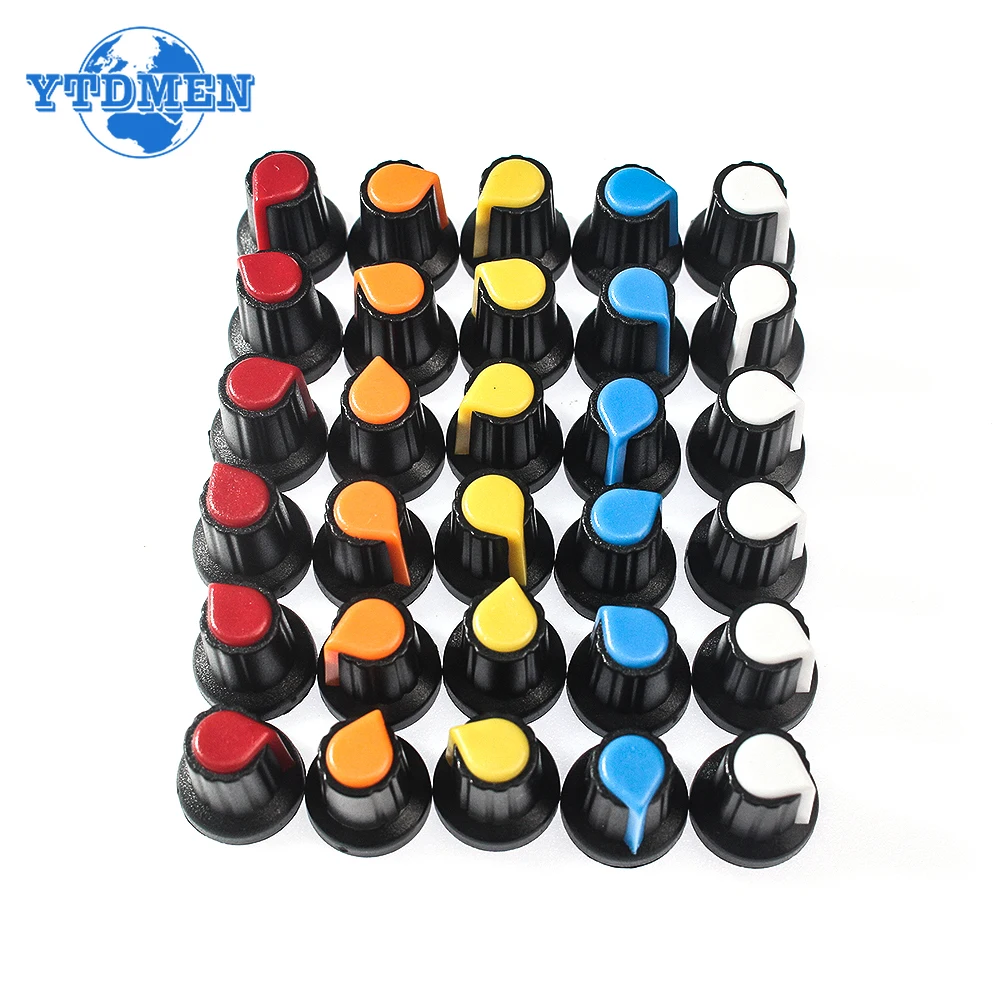 5-30PCS Potentiometer Knobs 15X17mm 6mm WH148 Potentiometer B10K Color Knob Cap Yellow Orange Blue White Red Green