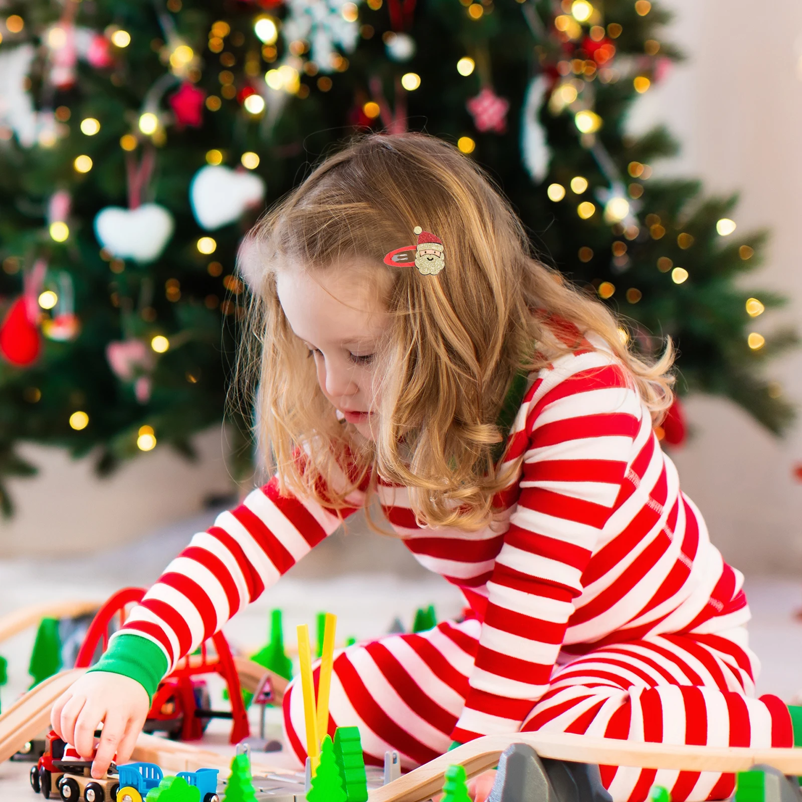 5 قطع من مشابك شعر عيد الميلاد للفتيات والأطفال وإكسسوارات أنيقة وقبعة سانتا الأيائل وأنماط شجرة قرن الوعل مثالية للحفلات