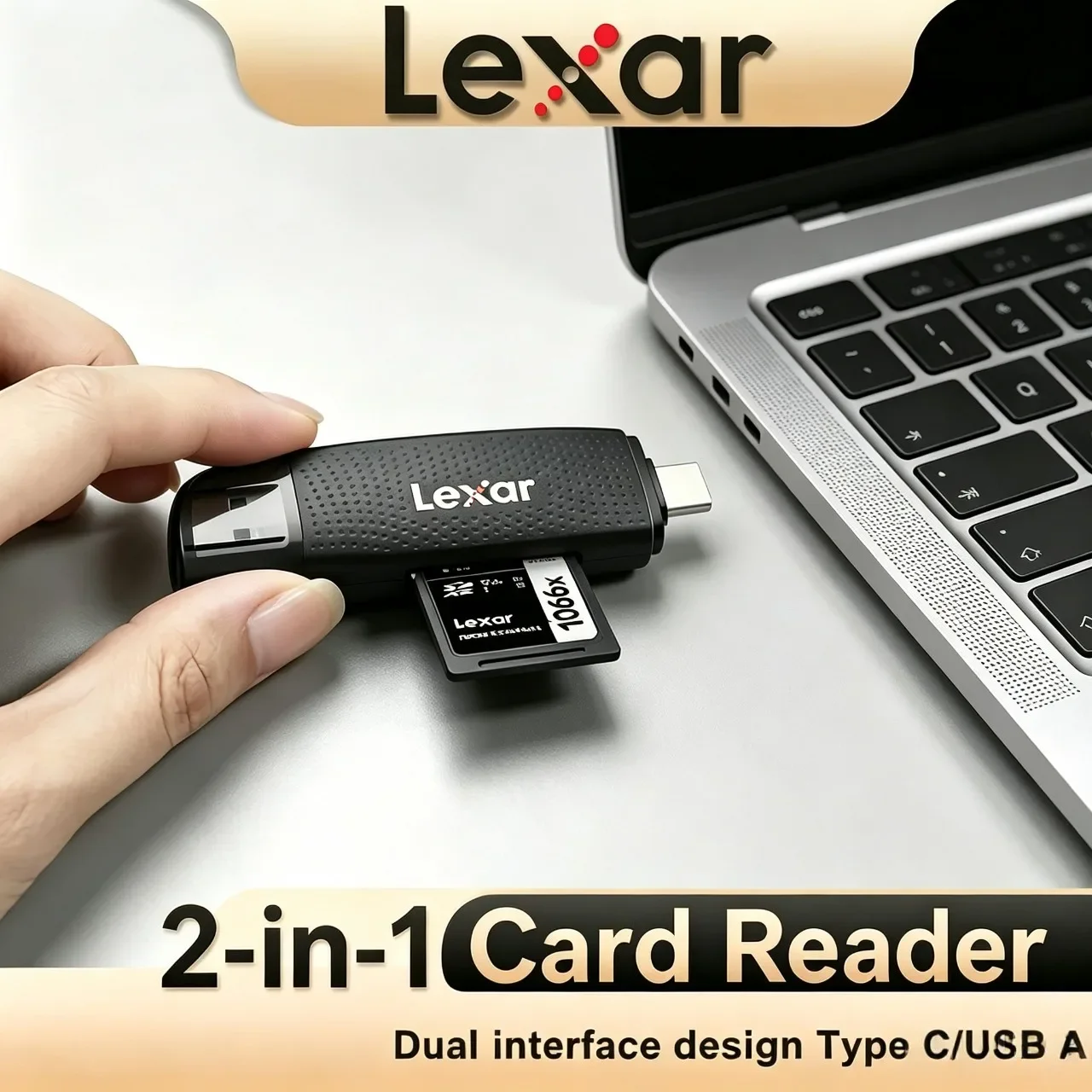 Lexar Kartenleser 2-in-1 Hochgeschwindigkeits-USB 3.2 Gen 1 Typ C SD-Kartenleser Dual-Interface Multifunktions-Speicher TF 310U Kartenleser