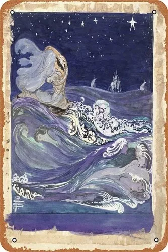 PAMELA COLMAN SMITH SEA CREATURES poster tin Sign Wall Art Decor Metal Decor