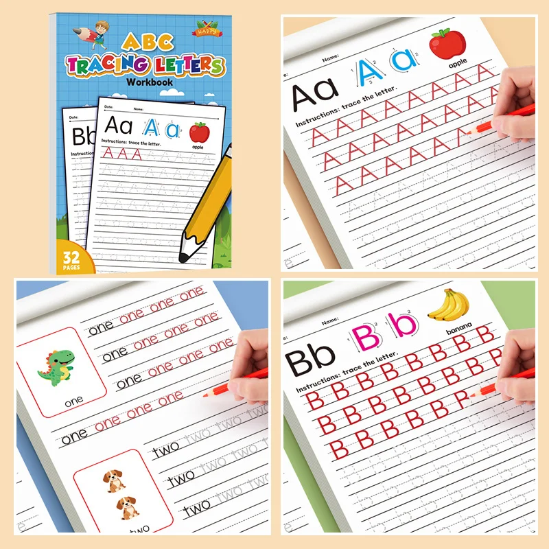 ABC and English Number Workbook Handwriting Exercise Book for Preschool Children Math and Letter Skills Development Calligraphy