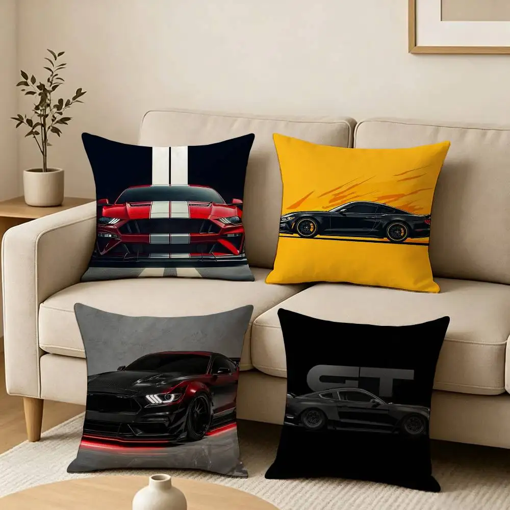 Cool CAR For M-Mustangs G-T Square Double-Sided printed Pillow Case Bedroom Bedside Pillow Sofa Cushion Cover