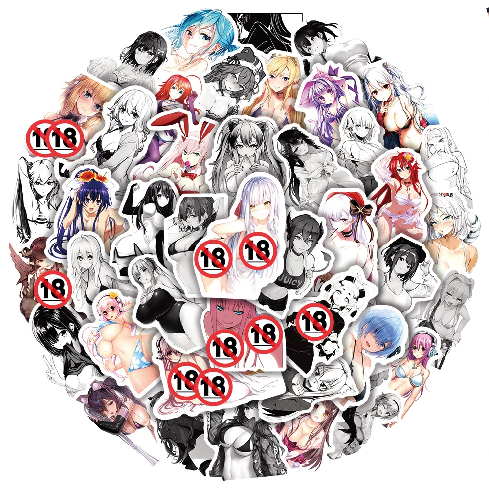 10/30/50/100pcs Hentai Sexy Anime Girl Stickers for Adults DIY Laptop Phone Skateboard Waterproof Waifu Cartoon Sticker Toys