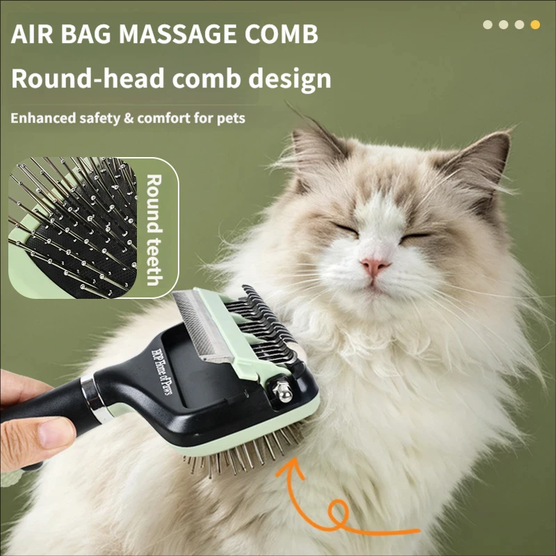 3 in 1 Pet Grooming Brush, Pet Dematting Comb, Massage Pin Brush for Cats Dogs Shedding and Knot Removing