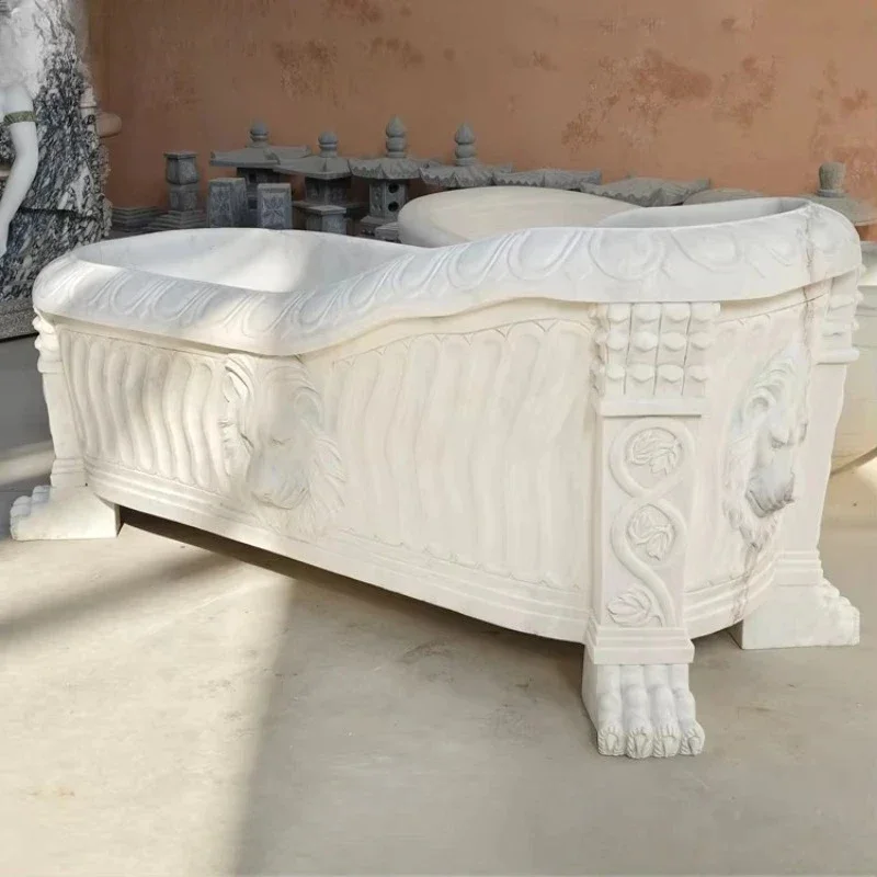 Bathroom New Hand Carved Beautiful Solid Marble Conch Shaped Bathtub Den