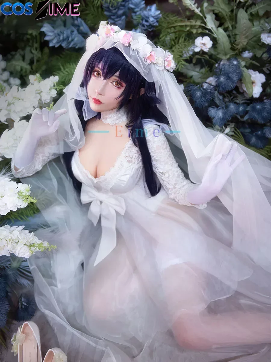 Disfraz de Cosplay de Azuma con Vestido de Novia de Azur Lane, con Velo, para Mujer, Lindo, para Halloween, Carnaval, Fiestas, Uniformes Personalizados