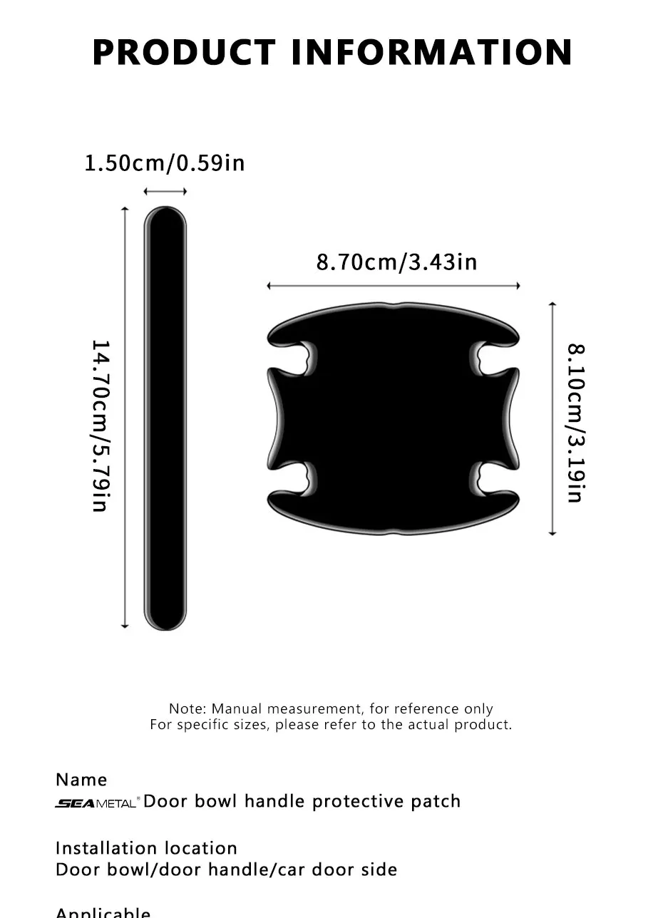 SEAMETAL Auto Türgriff Schüssel Schutz Aufkleber Anti-scratch Auto Türgriff Anti-kollision Vinyl Auto Schüssel Schutz Streifen – Detail 6