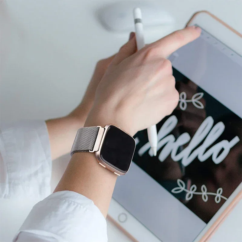 Milanese Loop band for Fitbit Versa 3 4/Sense 2/versa Lite wristband smart Stainless Steel belt Bracelet Versa 2 blaze strap