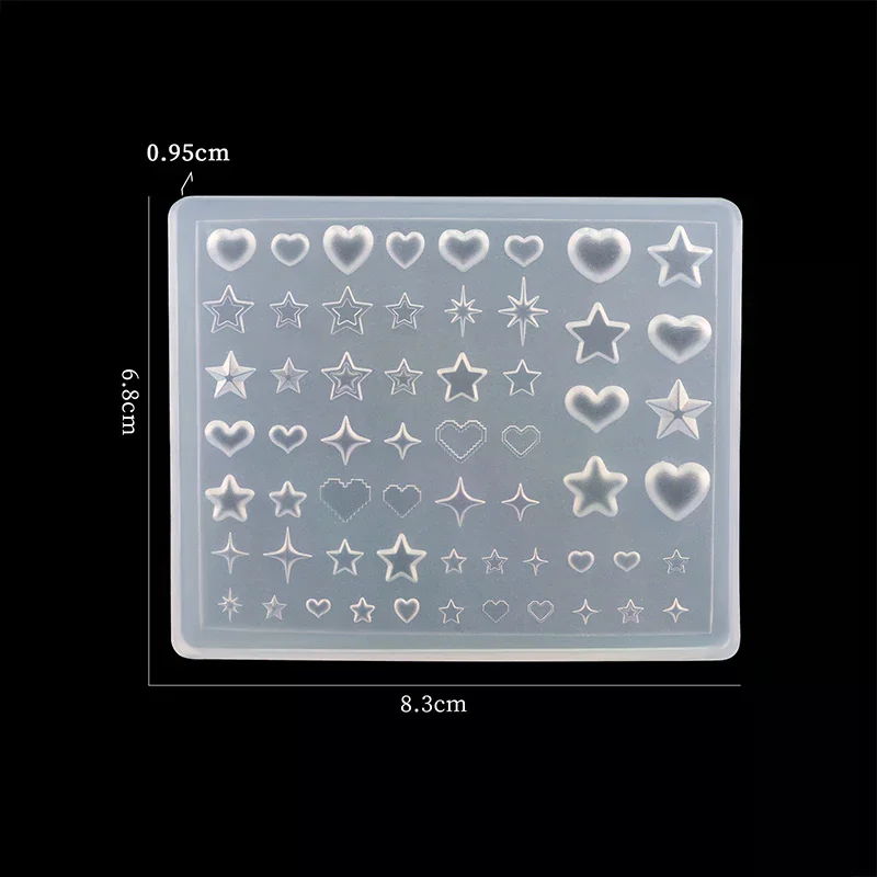 Starburst Star Heart Bow Tie Jellyfish Shell Flower Snowflakes Bowknot Nail Art Accessories Silicone Carving Mold Mould Template