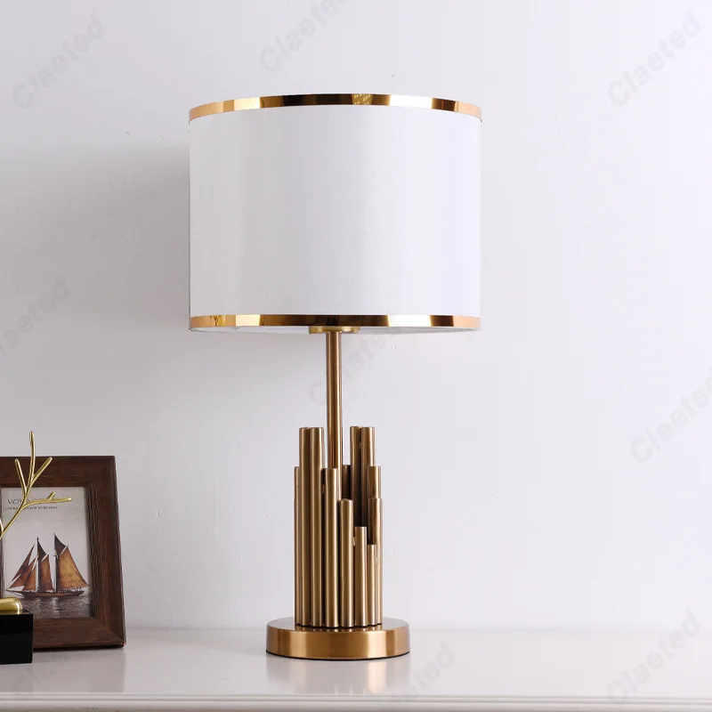 Modern Minimalist LED European Fabric Lampshade Table  Lamp Living Room Study Bedroom Bedside Decorative Lighting Lamps