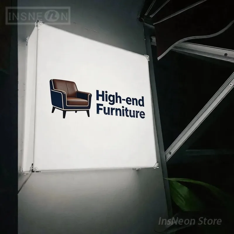 Custom Logo Sign for High-end Furniture, Outdoor Neon Acrylic LED Box, Personal Design Wall Business Square Bright Letters