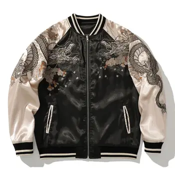 Veste Brodée Dragon Animal pour Homme, Uniforme de Baseball, Abonnés au Document Brodé, Vêtements de Couple Décontractés, Printemps et Automne