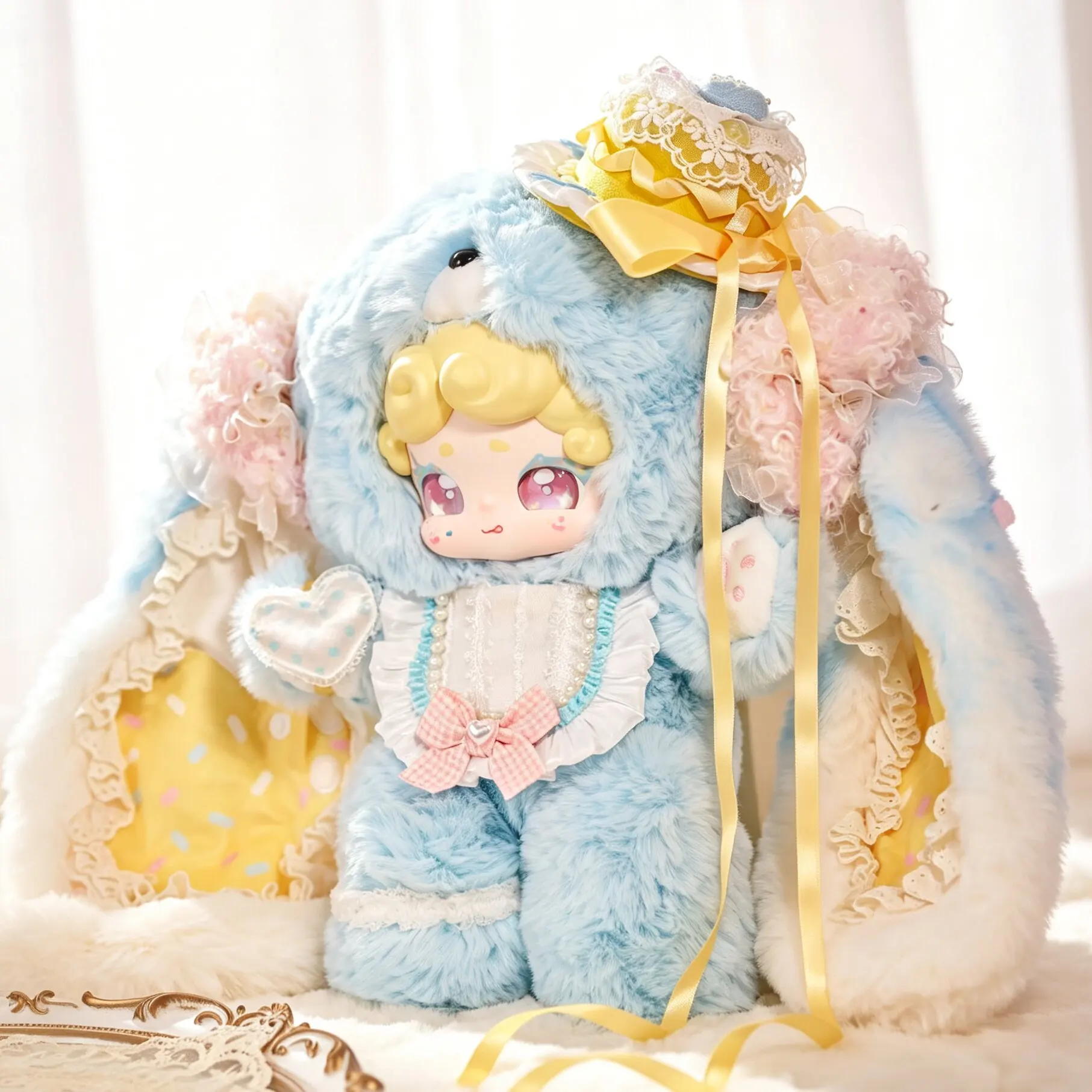 Luckydeernai Blind Box Vinyl Plush Doll 600% Light Erosion Prelude Series Good Night Rabbit Collectible Toy For Women Gift