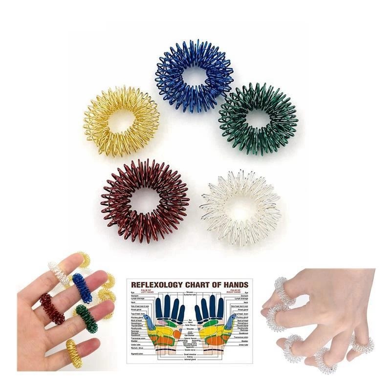 5/10pcs Metal Finger Massage Ring Acupuncture Ring Therapy Relax Hand Blood Circulation Pain Relief Health Care Body Massager