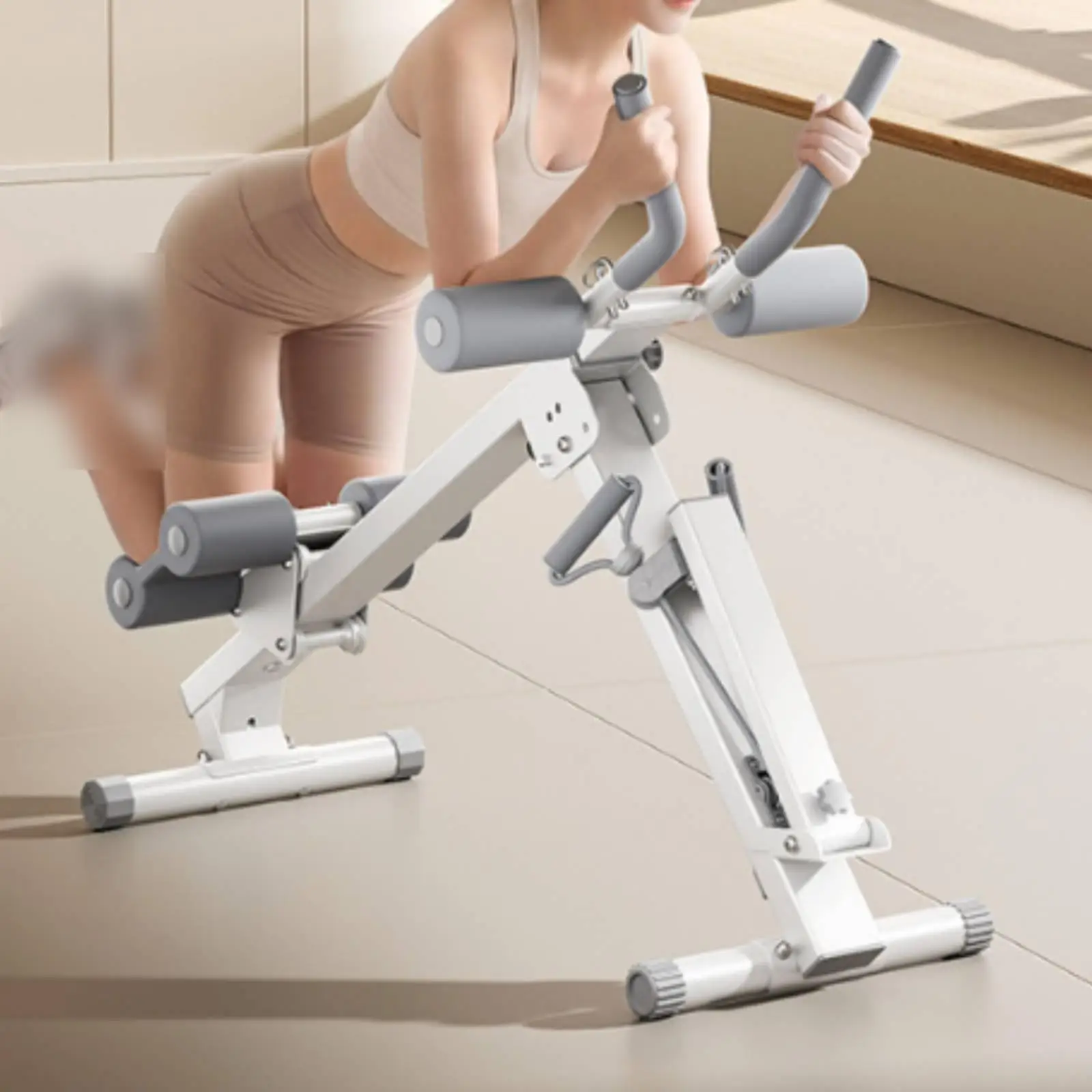 Four-Way Exercise Machine Adjustable Incline Multi-Functional Rower Padded Seat Foldable Rowing Machine