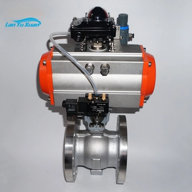 บอลวาล์วนิวแมติกแบบใช้มอเตอร์ไฟฟ้า WCB สูง ชนิด V ปรับการเชื่อมต่อหน้าแปลนควบคุมวาล์วผีเสื้อ