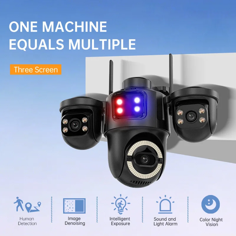 iCsee APP 9MP Triple  Lens Full Color Wireless PTZ IP Dome Camera AI Humanoid Detection Home Security CCTV Baby Monitor