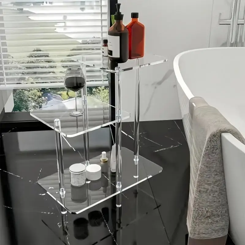 

Acrylic End Table Modern Nightstand Table Clear 3 Layers Nightstand For Home Patio Book Living Room Phone Lobby Hall Bedroom
