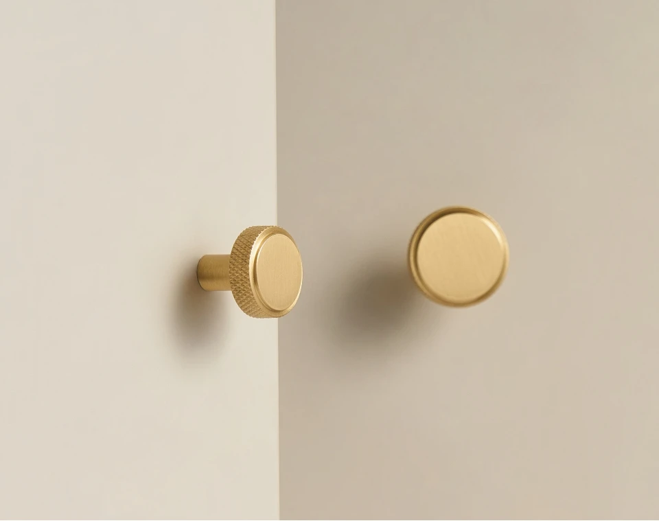 Nurlin Solid Brass Nickel Brushed Silver Knurled Classic Luxury kitchen Knobs Furniture Door Handle Available In Multiple Sizes