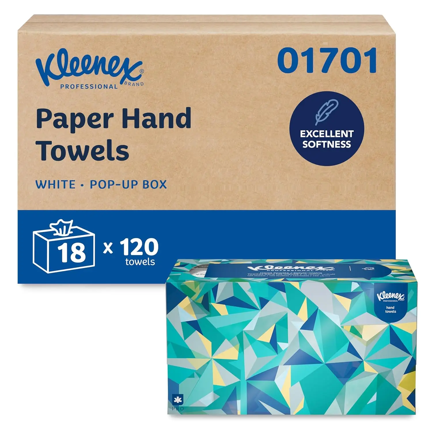 

Professional Bulk Paper Hand Towels, Premium Absorbency, Pop-Up Box, White (18 Boxes of 120 Sheets)
