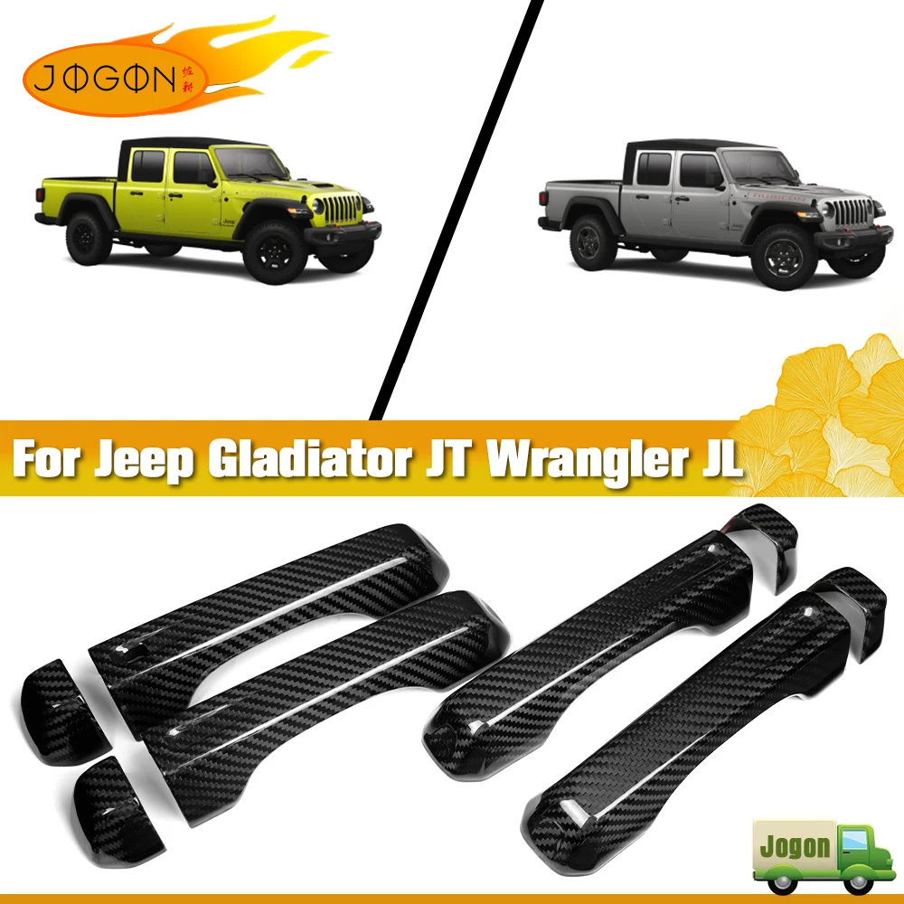 

Для Jeep Gladiator JT Mojake Wrangler JL 2020-2025 крышка дверной ручки из настоящего углеродного волокна защитные внешние аксессуары