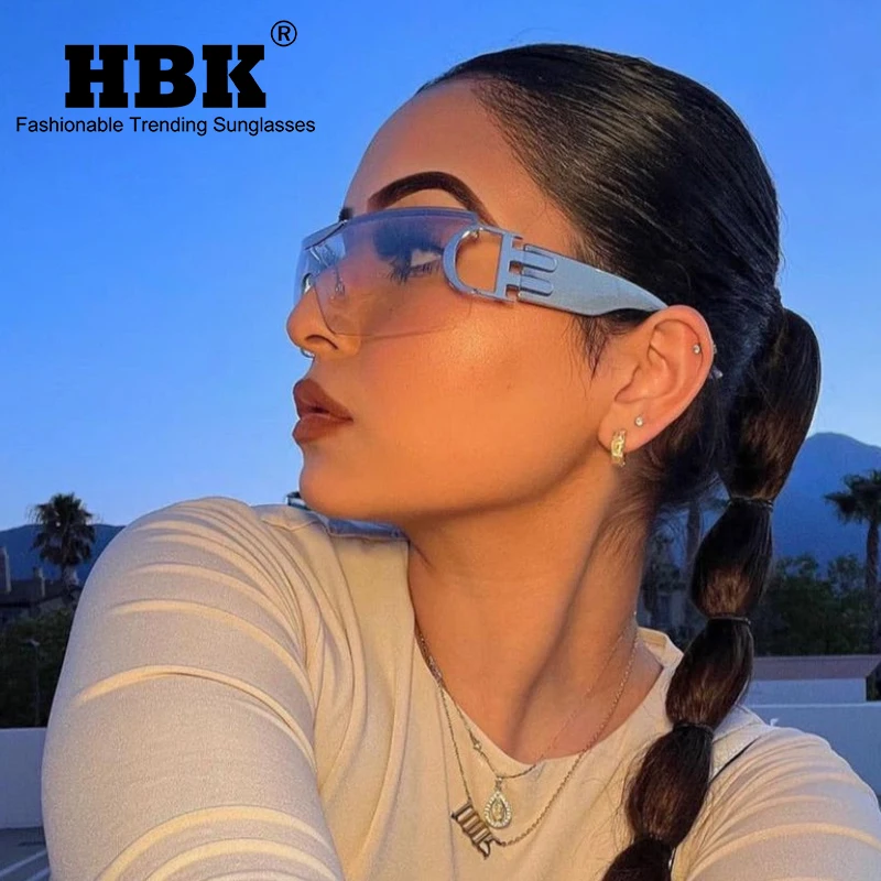 

Солнцезащитные очки HBK большого размера для мужчин и женщин, спортивные брендовые дизайнерские солнечные очки в стиле панк, UV400, 2000