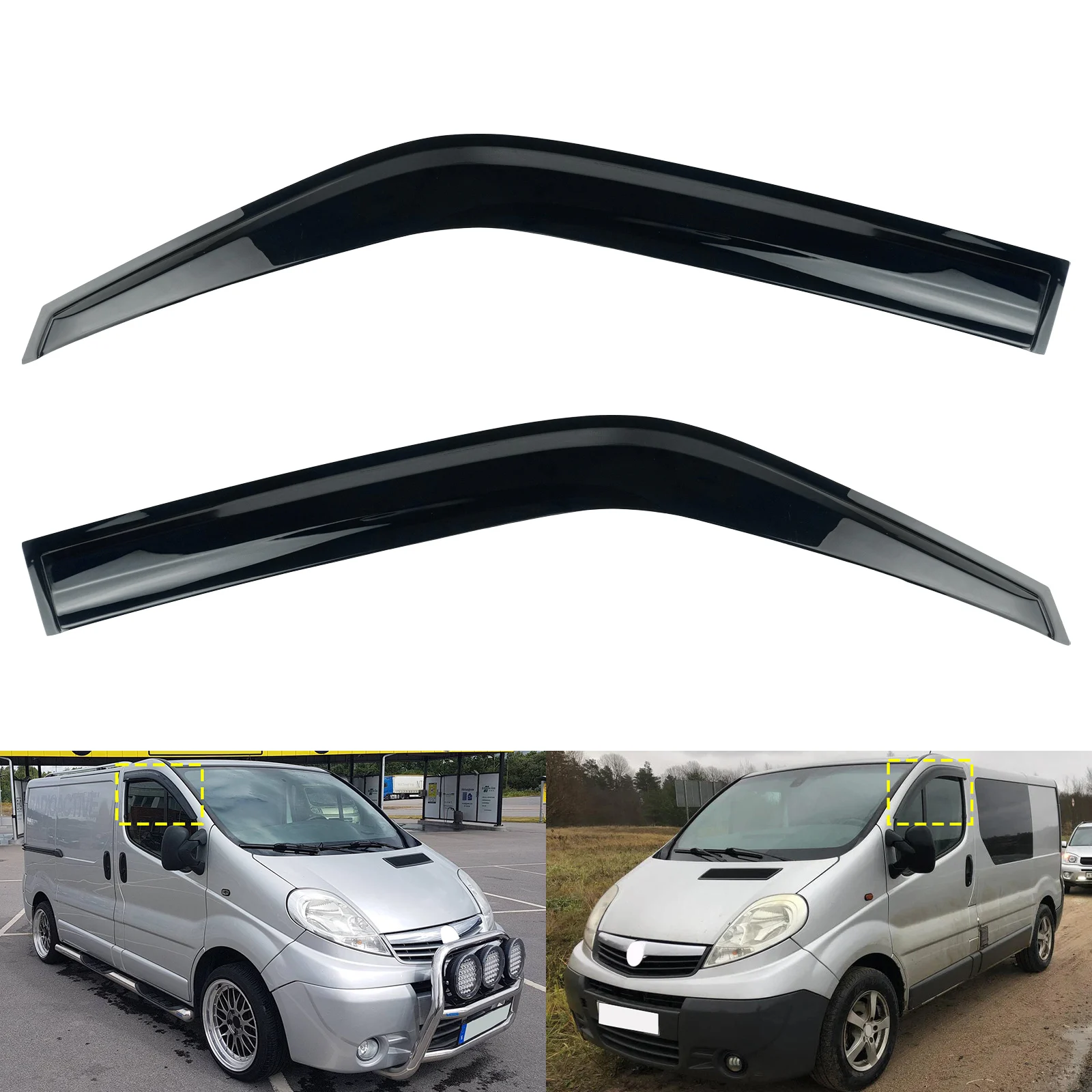 

2pcs Black Front Window Wind Rain Sun Deflectors Protector Guard Sheet For Renault Trafic 2 Nissan Primastar X83 Vivaro A 01-14