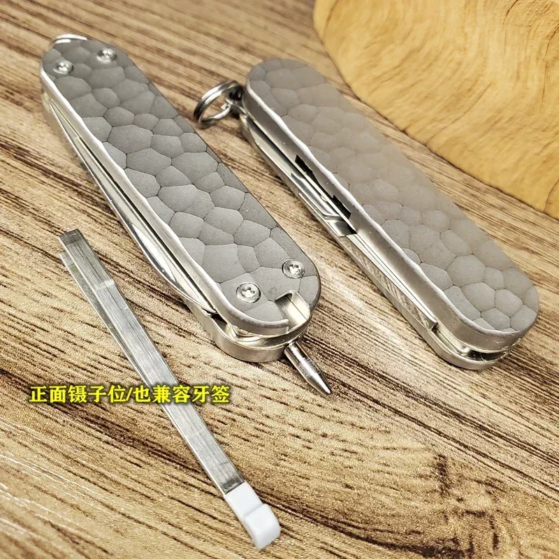 Imagem -03 - Edc Titanium Alloy Handle Folding Fruit Knife Pocket Tools Camping Cutting Art Blade Desembalando 58 mm