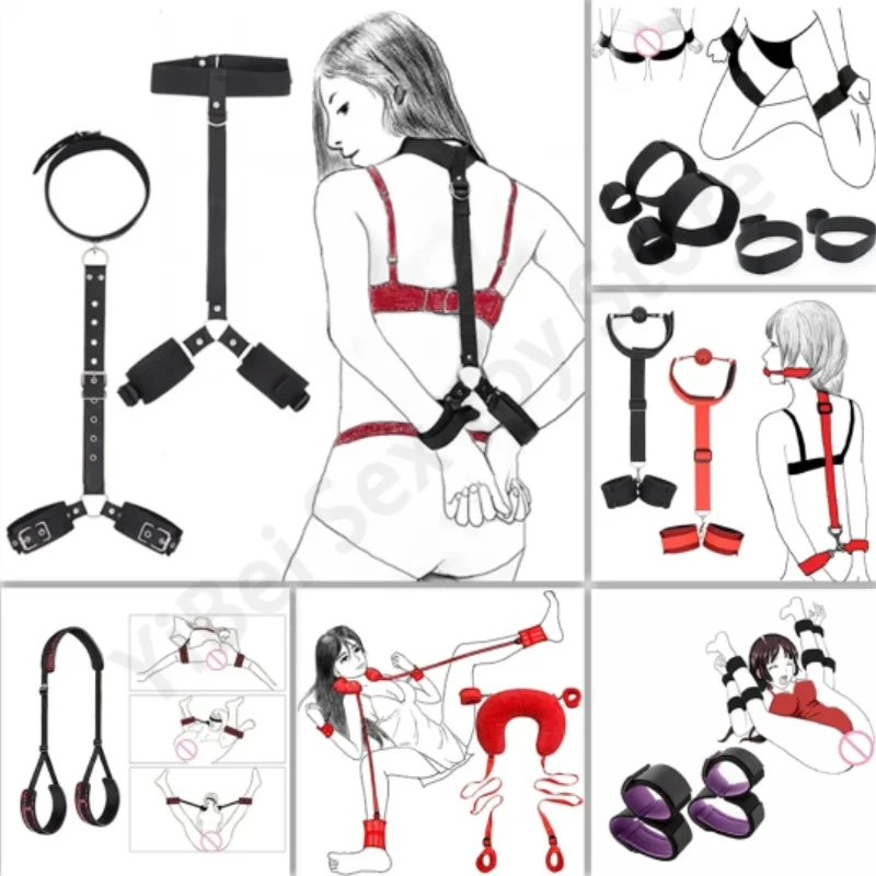الكبار لعبة الجنس SM لعبة الإناث زوجين BDSM عبودية مجموعة أصفاد الضمادات الساق يغطي الجنس الرقيق صنم مجموعات الالعاب الجنسية 18 +