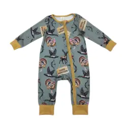 Wholesale Baby Boy Toddler Thanksgiving Romper Children Long Sleeves Turkey Zipper Bamboo Jumpsuit Kids Newborn One-piece Bubble