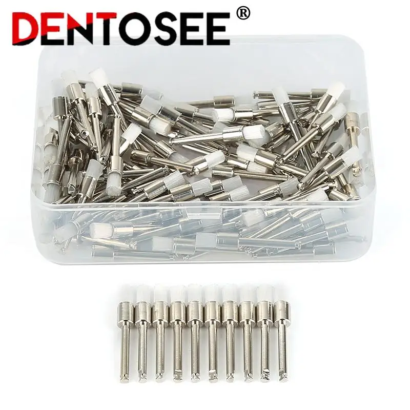 

100Pcs/box Dental Lab Nylon Latch Small Flat Polishing Polisher Prophylaxis Brushes Disposable Dental Care Brush Head