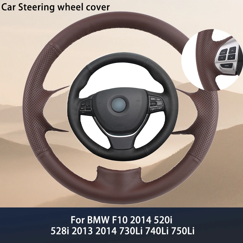 

Custom Artificial Leather Car Steering Wheel Cover For BMW F10 2014 520i 528i 2013 2014 730Li 740Li 750Li Grip Anti Slip