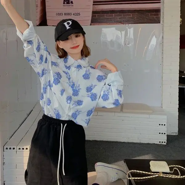 Rose Print Long Sle…