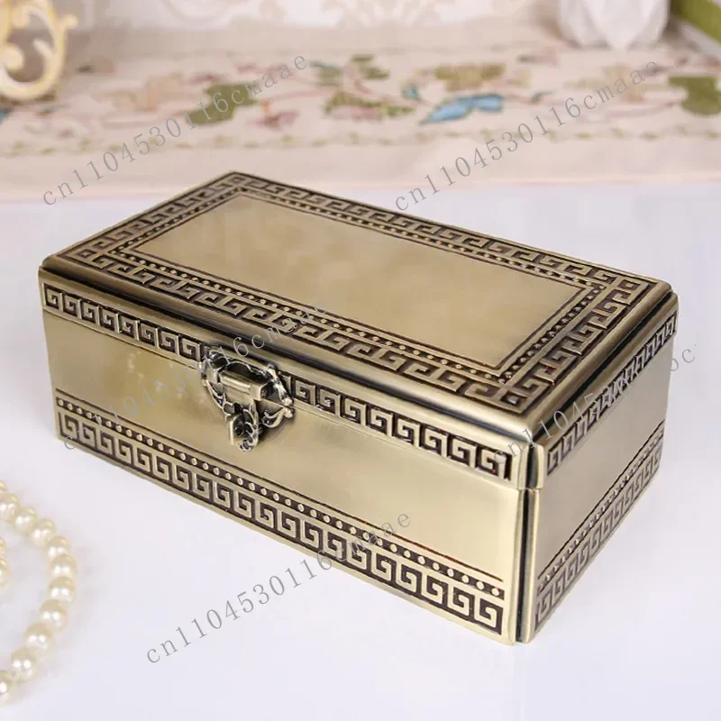 

New Rectangular Jewelry Box, Large-sized Iron Box, Office Desk Storage Box, Ring Holder for Storing Jewelry