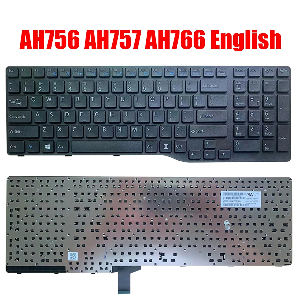 

English US Laptop Keyboard For Fujitsu For LifeBook AH756 AH757 AH766 Black With Frame New