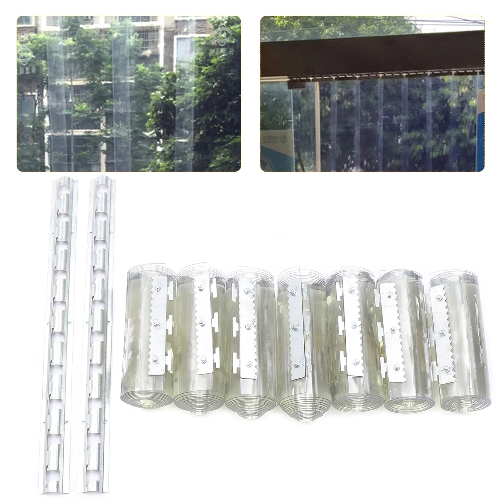 Strip PVC Transparent Curtain 7x Strip Curtain 2mmx18x200cm Vinyl Door Curtain 7 Strips for Porch/Balcony