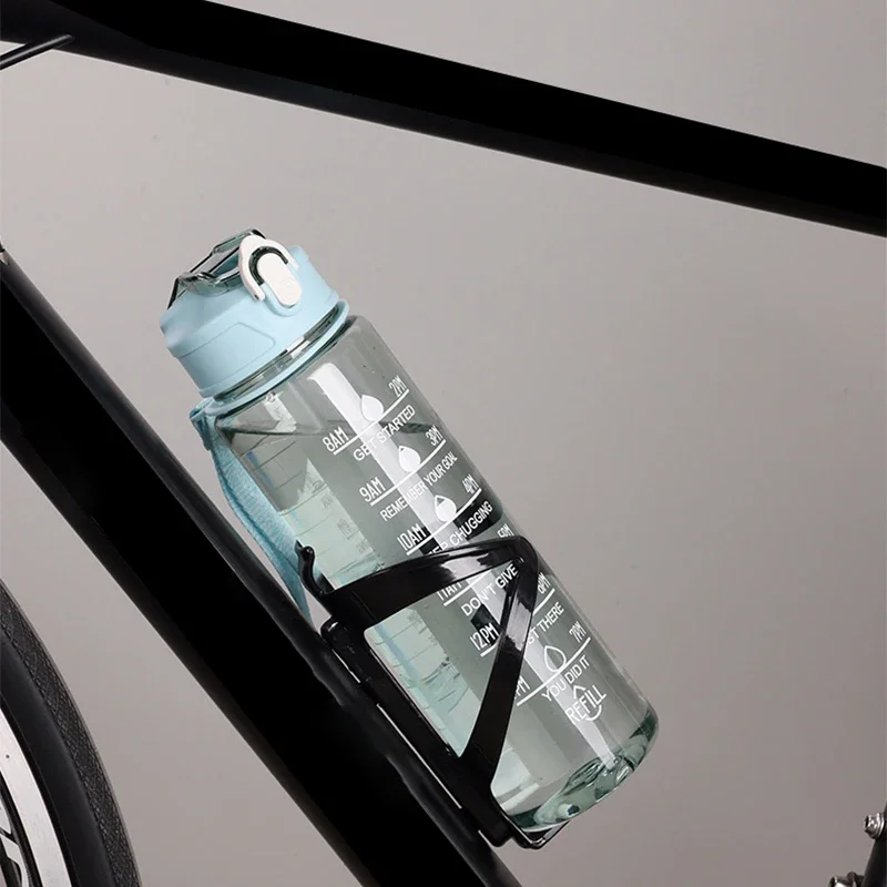 Wasserflasche mit Zeitmarkierung, auslaufsicher, Sport-Trinkflaschen, Outdoor-Sport-Wasserflasche mit Strohhalm, Reise-Wasserkocher, Fitness – Detail 3
