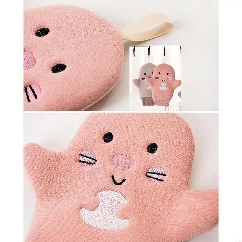 97BE الإبداعية قفازات حمام الطفل الأطفال الكرتون الصبار حمام منشفة تنظيف م #3