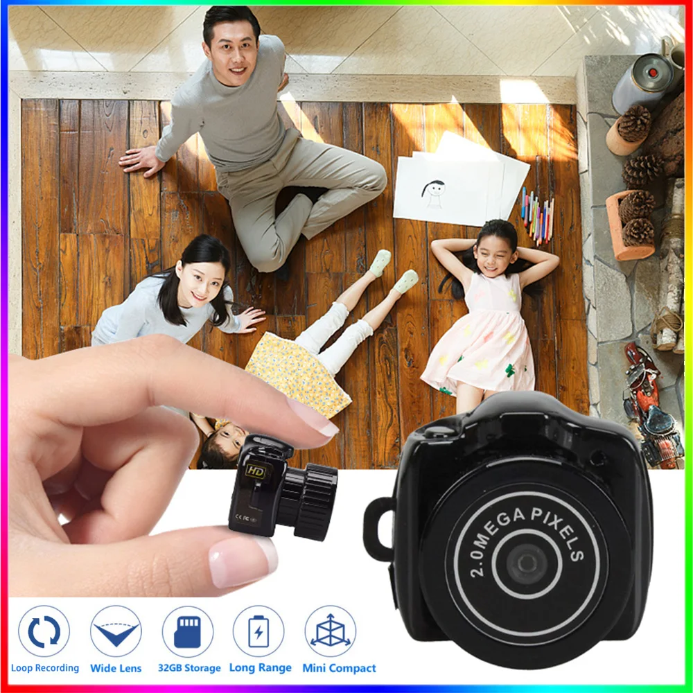 Y2000 Mini Camera Small Sport DV DVR Keychain Micro Video Camcorder Security HD Cam Video Audio Recorder Support up to 32GB